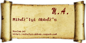 Mihályi Abbás névjegykártya